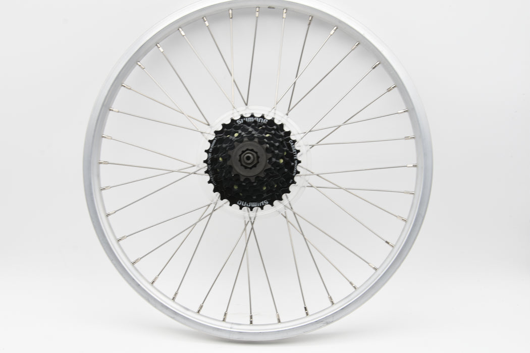 20 X 1.75 406 - 17 Rim Rear Folding Bike MTB Wheel Shimano FH-RM30 7 speed Cassette Hub Silver