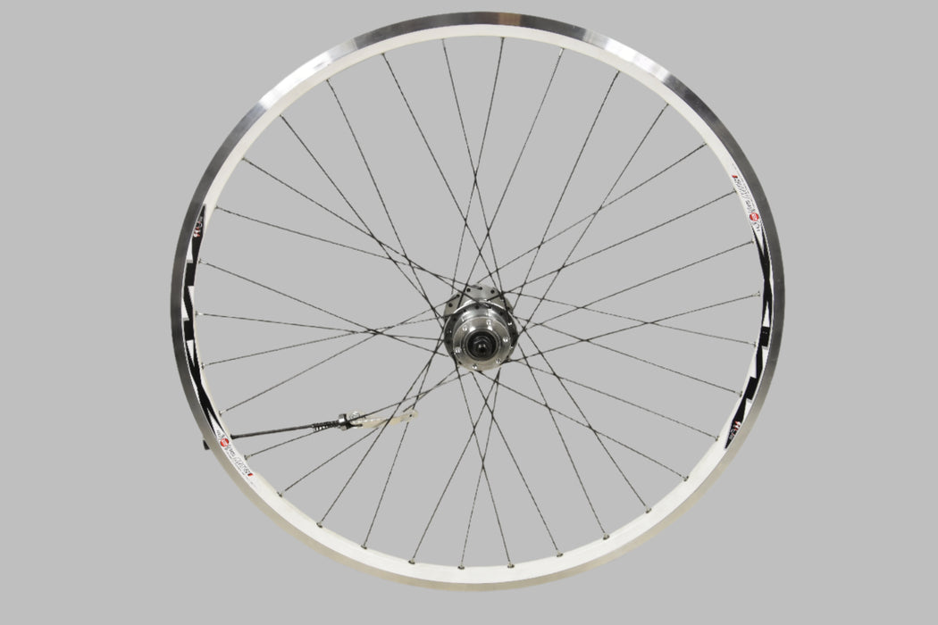 26”MTB (559x17) DISC HUB BIKE FRONT WHEEL WHITE DOUBLE WALL RIM QUICK RELEASE H