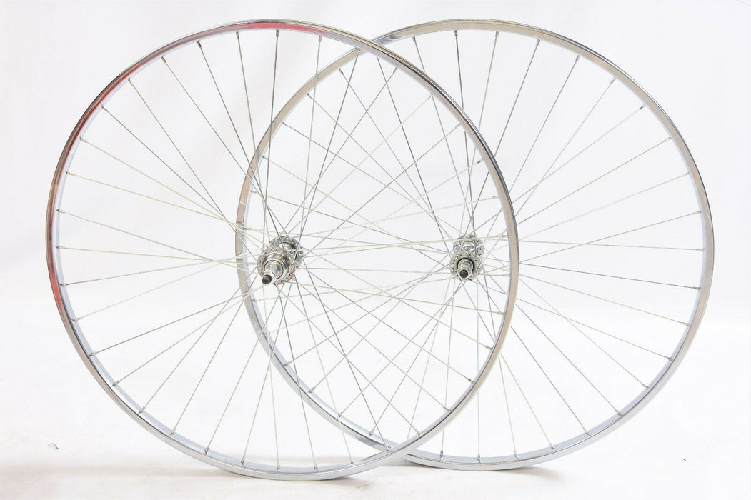PAIR 27 x 1 1-4” VINTAGE RACER RACING CLASSIC RACE BIKE CHROME RIM WHEELS RARE