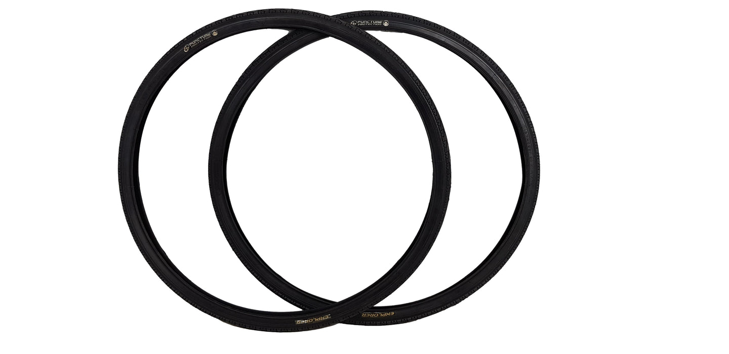 PAIR CLAUD BUTLER EXPLORER 700c x 37 (35) (622 - 37) SEMI-SLICK TREKKING BIKE TYRES PUNCTURE PROTECT