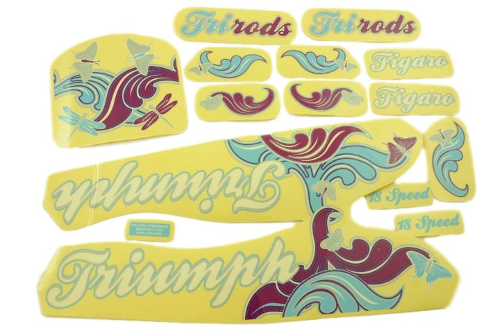 ORIGINAL RALEIGH TRIUMPH FIGARO GIRLS 24” MOUNTAIN BIKE MTB DECAL TRANSFER SET PURPLE & BLUE