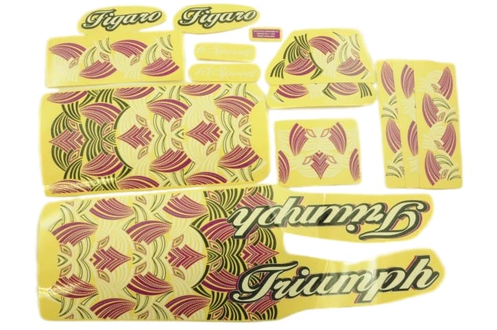 ORIGINAL RALEIGH TRIUMPH FIGARO LADIES 26” MOUNTAIN BIKE MTB DECAL TRANSFER SET PURPLE & WHITE