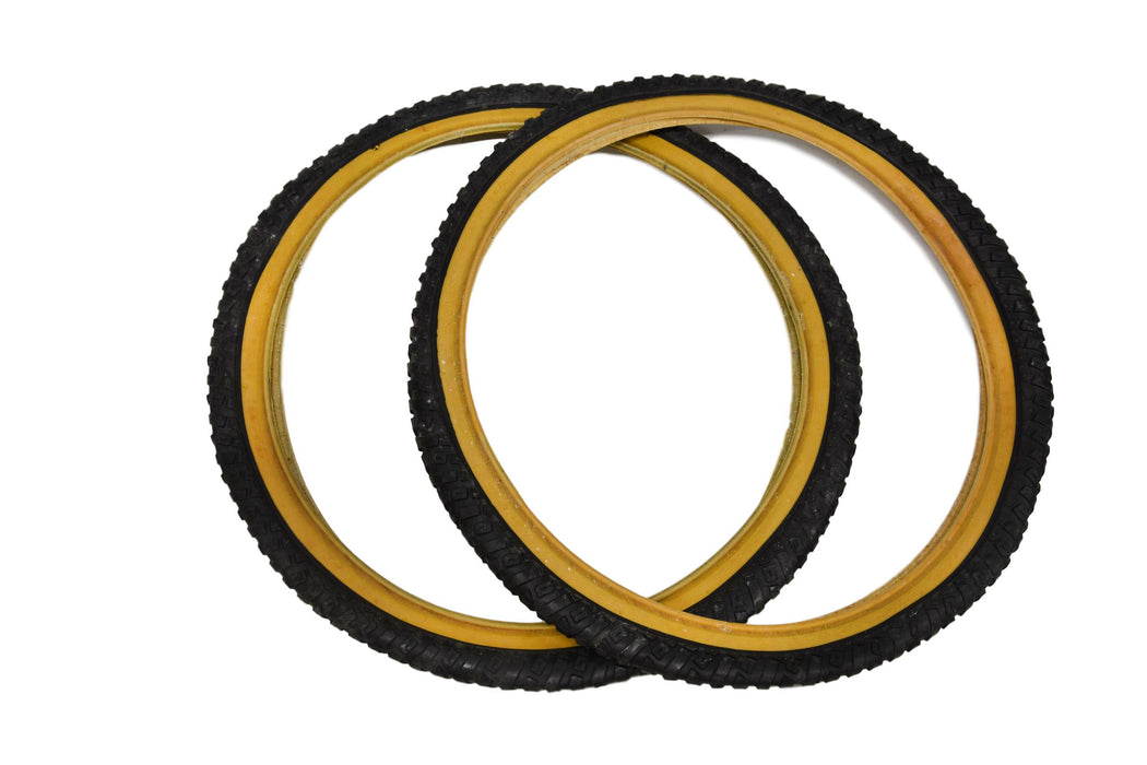Pair (2) 20" X 1.75" Bike Tyres Black With Amberwall Suit Junior BMX Children’s MTB ATB