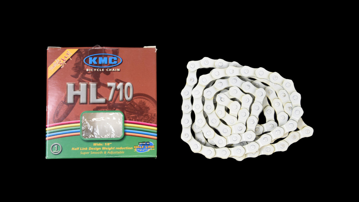 HALF LINK CHAIN KMC KOOL HL710 BMX-FIXIE HIGH QUALITY 1-2"x 1-8, WHITE