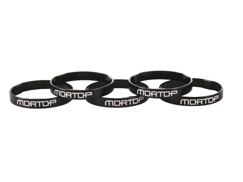 SET OF 5 HEAD SET SPACERS TOP QUALITY MORTOP 5mm WIDTH,1 1-8", 28.6mm for MTB A-HEAD SYSTEMS BLACK