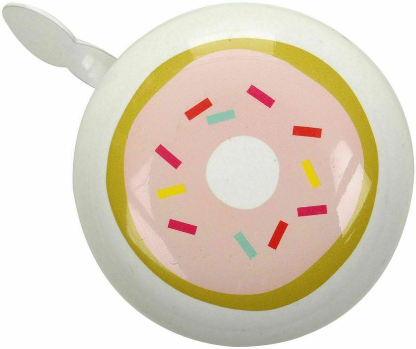 Kids Traditional Bicycle Bell White With Doughnut Pattern - Loud Ding Dong Sound