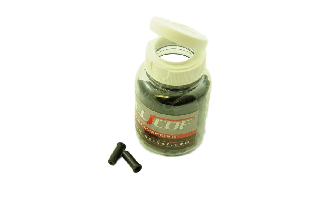 BIKE WORKSHOP PACK 120x SELCOF 5mm BRAKE CABLE HOUSING- FERRULE CAPS BLK PLASTIC