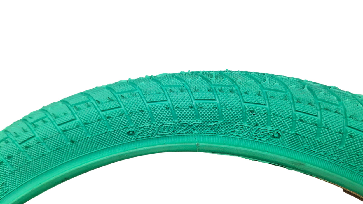 20 x 1.95 (47-406) Green BMX Bike / Freestyler Semi Slick Tyre Or Tubes