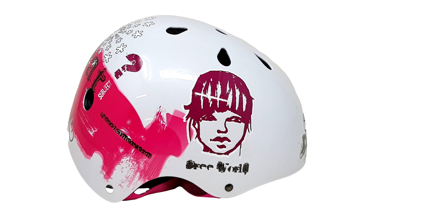 Lazer Trashy Girls BMX Skate Helmet Pink And White 54-57cm Bicycle Helmet