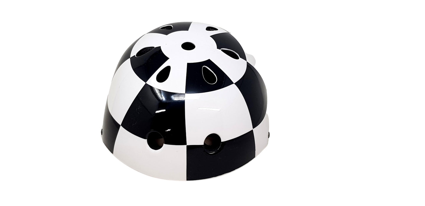 Lazer Finish BMX Bike / Skate Helmet Black And White chequered flag Design 54-58cm