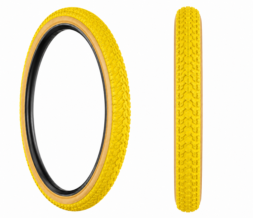 Snakebelly 20 x 2.125 Old School BMX Bike "Snake Belly" Tyre Yellow Amberwall