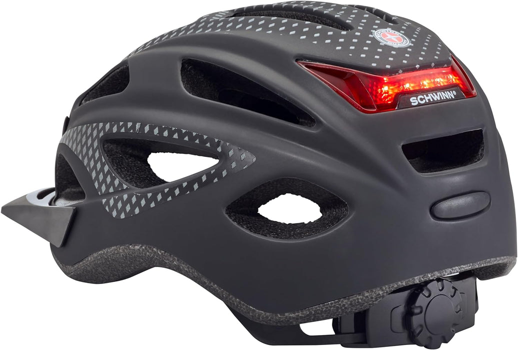 Schwinn Beam LED Lighted Adult Black Bike Helmet 58-61cm , Reflective Design