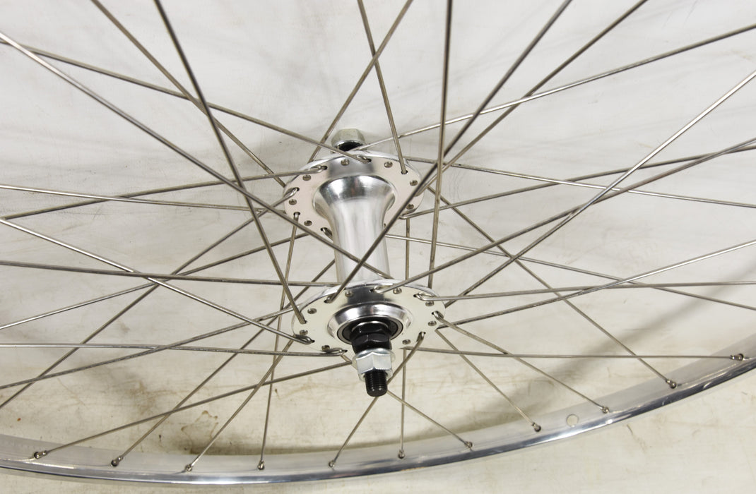 60’s,70’s80’s RACING BIKE 27”x 1 1-4”POLISHED ALLOY RIM FRONT WHEEL LARGE FLANGE