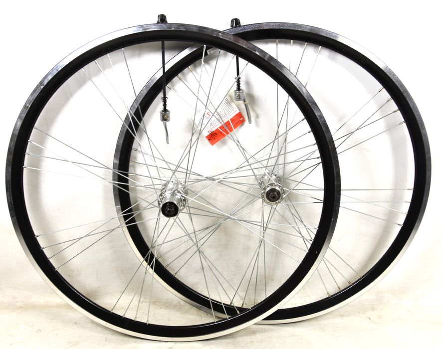 PAIR 700c 28"(622 x 19c)WHEELS 8-9 CASSETTE BLACK DEEP SECTION ALLOY 8x4 RIM