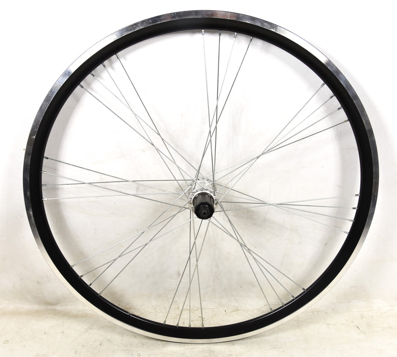 REAR 700c 28"(622 x 19c)HYBRID WHEEL 8-9 CASSETTE BLACK DEEP SECTION 8x4 RIM