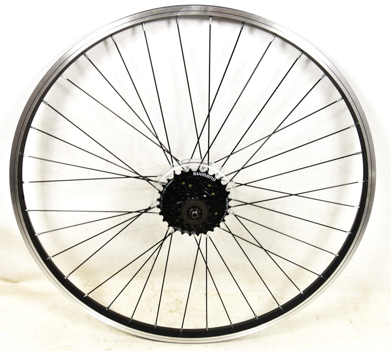 26" MTB Shimano FH-RM30 7 Speed Cassette Rear Mountain Bike Wheel Single Wall Rim