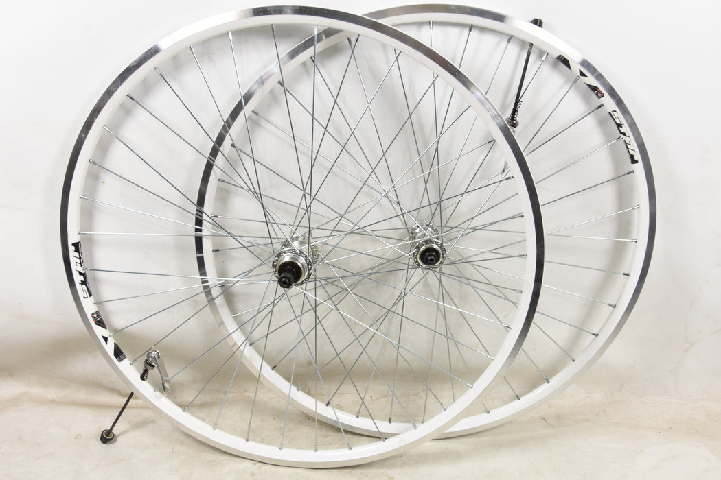 700c WHEELS 5, 6 7 SPEED QUICK RELEASE HUBS 135mm O.L.D DOUBLE WALL WHITE RIM