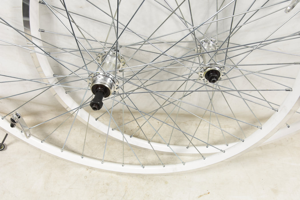 700c WHEELS 5, 6 7 SPEED QUICK RELEASE HUBS 135mm O.L.D DOUBLE WALL WHITE RIM