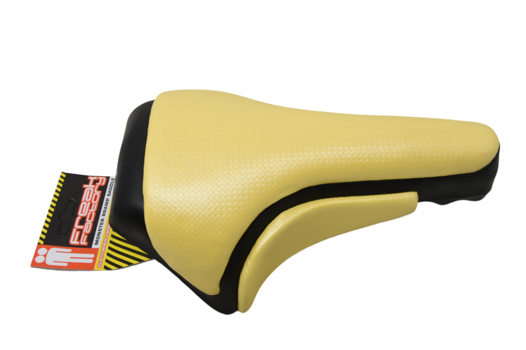 Yellow BMX Freak Factory Monster Ramp Seat Saddle Suit Any BMX & Grab Hand Grip