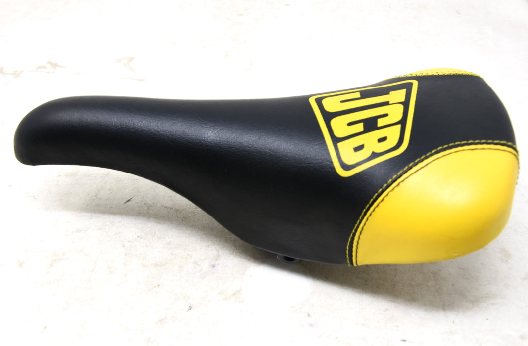 Retro Mtb any Bike Saddle Black Saddle With Yellow Corners J>C>B Lettered