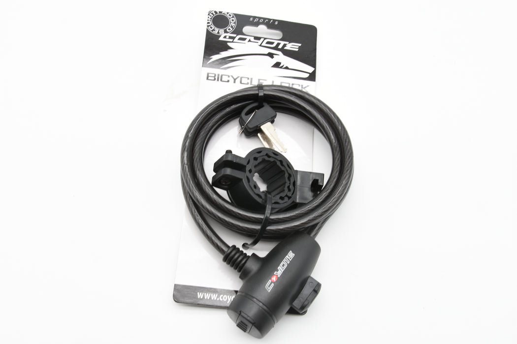 COYOTE CABLE COIL SPIRAL ANTI-THEFT SECURE BIKE SECURITY LOCK BLACK 8mm x 1800mm