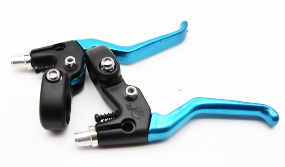 ALL ALLOY BLUE V BRAKE LEVERS MOUNTAIN BIKE ADULT OR KIDS 2.5 FINGER LEVER