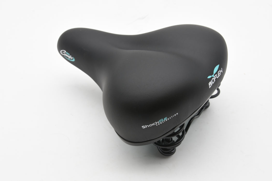 Bioflex Women's Comfo Gel Bike Saddle Black Sprung Seat Shocklite 255mm x 205mm Wide