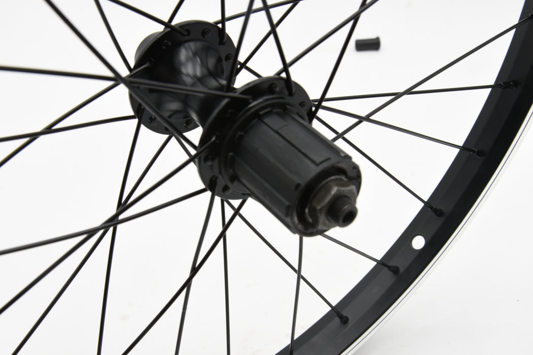 20 X 1.75 Rear Folding Bike MTB Wheel, Black Shimano 8-9 Speed Cassette