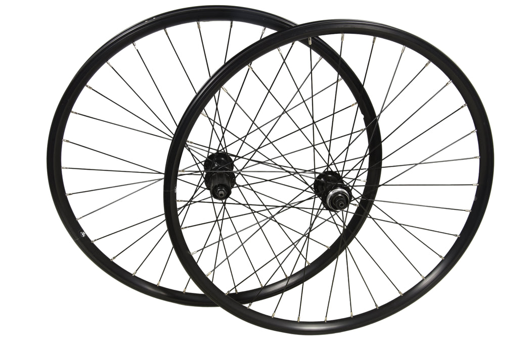 PAIR 26" 559 - 19 CENTRE LOCK DISC WHEELS SHIMANO FH-RM35 HB-TX505 8/9/10 SPEED BLACK RIM