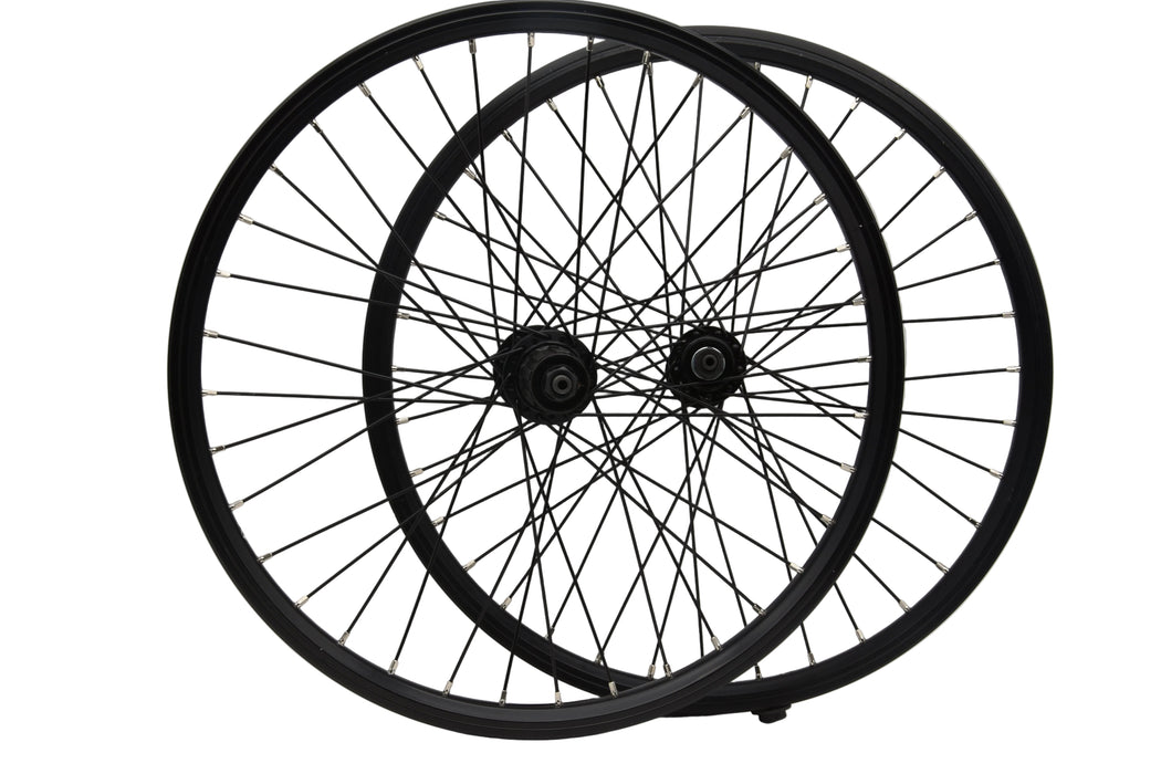 20" FOLDING OR KIDS BIKE WHEELS 406 - 17 RIMS BLACK DUAL WALL SHIMANO FH-RM70 8-9SPD CASSETTE 100/135mm