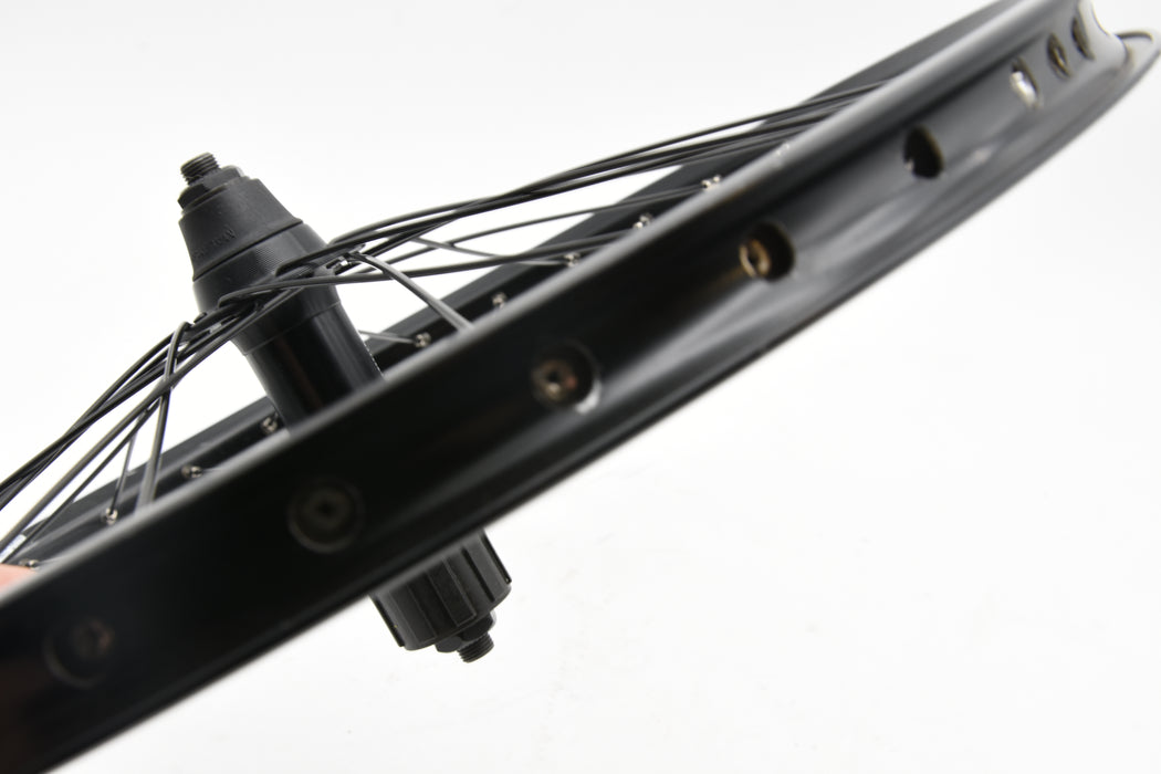 20" FOLDING OR KIDS BIKE WHEELS 406 - 17 RIMS BLACK DUAL WALL SHIMANO FH-RM70 8-9SPD CASSETTE 100/135mm