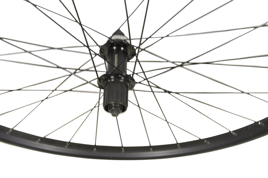 29er 700c CENTRE LOCK DISC REAR WHEEL SHIMANO FH-TX505 8/9/10 SPEED BLACK RIM 160mm ROTOR (SLIGHT MARKS)