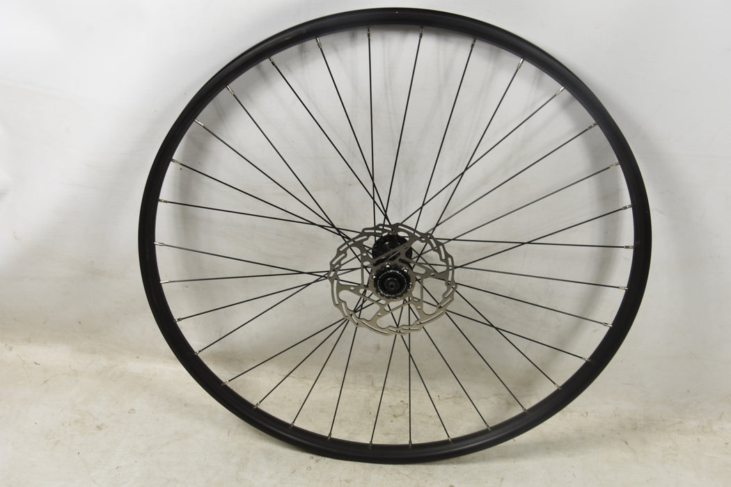29er 700c CENTRE LOCK DISC REAR WHEEL SHIMANO FH-TX505 8/9/10 SPEED BLACK RIM 160mm ROTOR (SLIGHT MARKS)