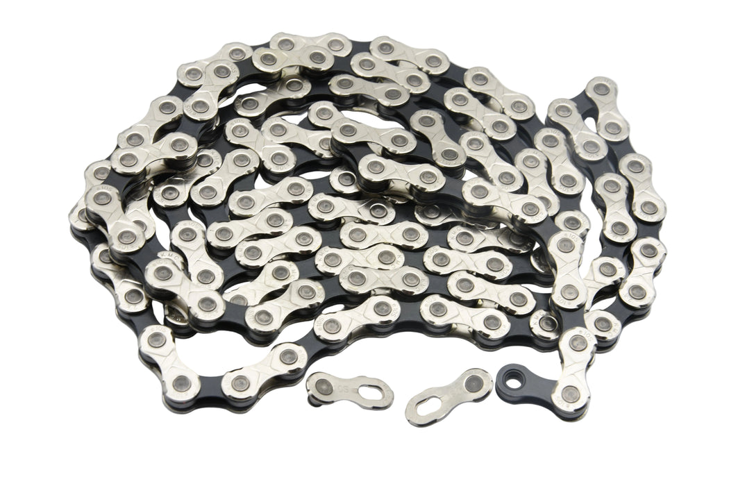 KMC E10 Sport 10 Speed E-Bike Chain + Quick Link 124 Links (64") Black /silver for Mid-Mount Electric bike