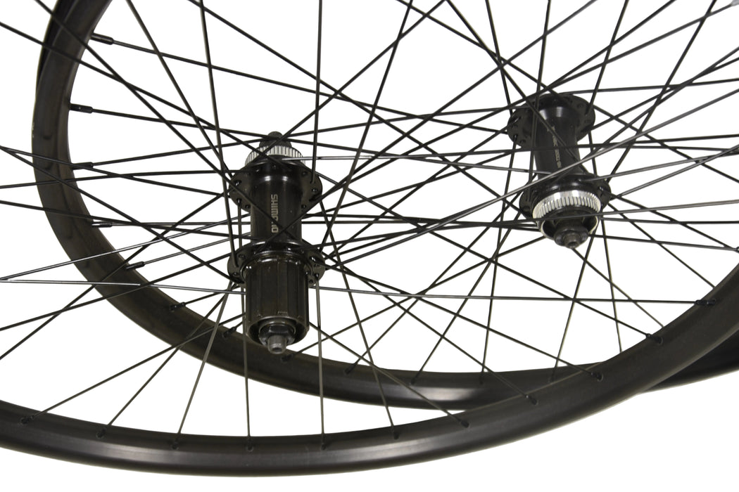 PAIR 27.5 CENTRE LOCK DISC WHEELS SHIMANO FH-TX505 8/9/10 SPEED 584 - 25 RIM 650B BLACK