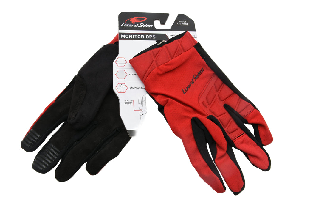 Lizard Skins Monitor Ops Performance Cycling Gloves Crimson Red Sizes XL, L, M