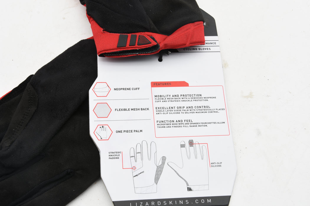Lizard Skins Monitor Ops Performance Cycling Gloves Crimson Red Sizes XL, L, M