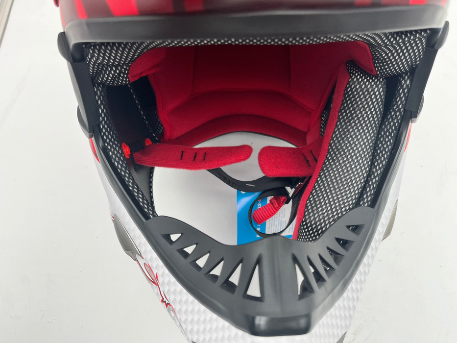 Incomplete Full Face Downhill Motocross Fibreglass Bike Helmet B.e. Dragon 55-56cm Red