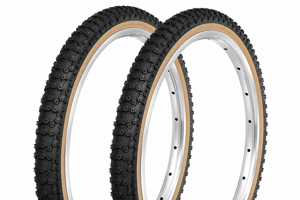 PAIR 20x1.75 BLACK AMBERWALL COMP 3 III TREAD TYRES FOR OLD SCHOOL BMX &RALEIGH BURNER