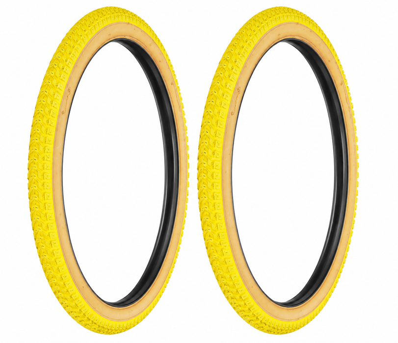 Snakebelly 20 x 2.125 Old School BMX Bike "Snake Belly" Tyre Yellow Amberwall