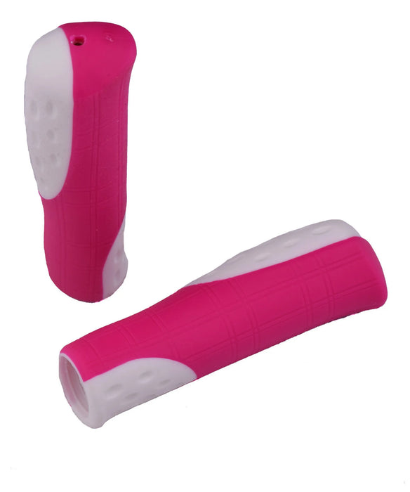 Pink and White Junior Kid's Bike Handlebar Grips 115mm 22.2mm Bar