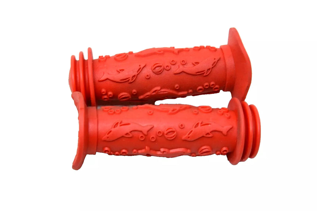 Pair Red Oxford Dolphin Handlebar Grips For Children’s Cycle Junior Bike 100mm Long Non Slip