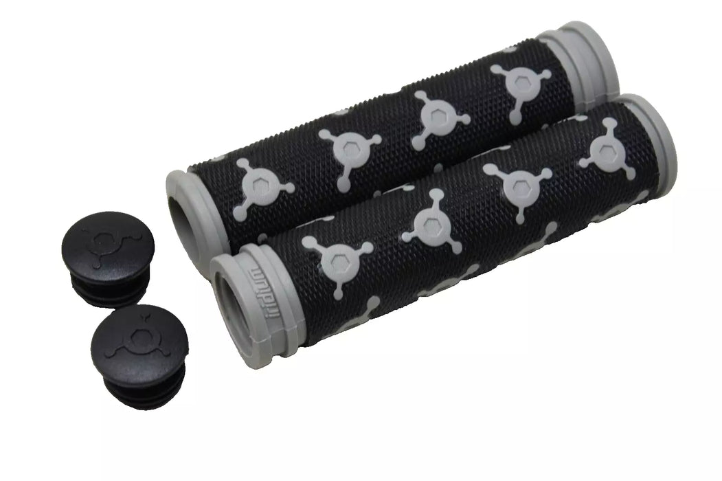 Pair Iridium Griffe Handlebar Grips MTB Mountain Bike 125mm Black/Grey Open End