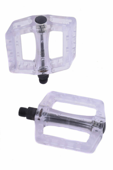 Pair Vavert Light Bike Polycarbonate 9/16" Flat Platform Bike Pedals Clear