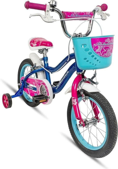 Schwinn Elm 14" Wheel Blue / Pink Kids Bike With Stabilisers