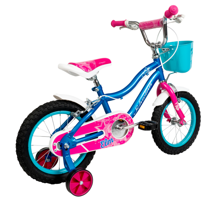 Schwinn Elm 14" Wheel Blue / Pink Kids Bike With Stabilisers