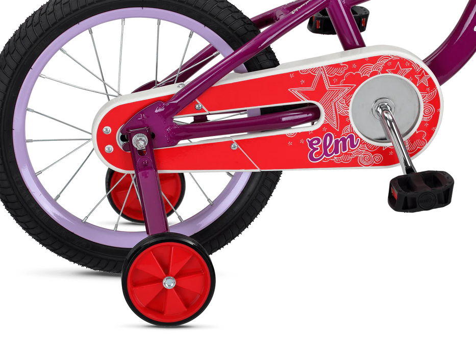 Schwinn Elm 16" Wheel Purple / Red Kids Bike With Stabilisers