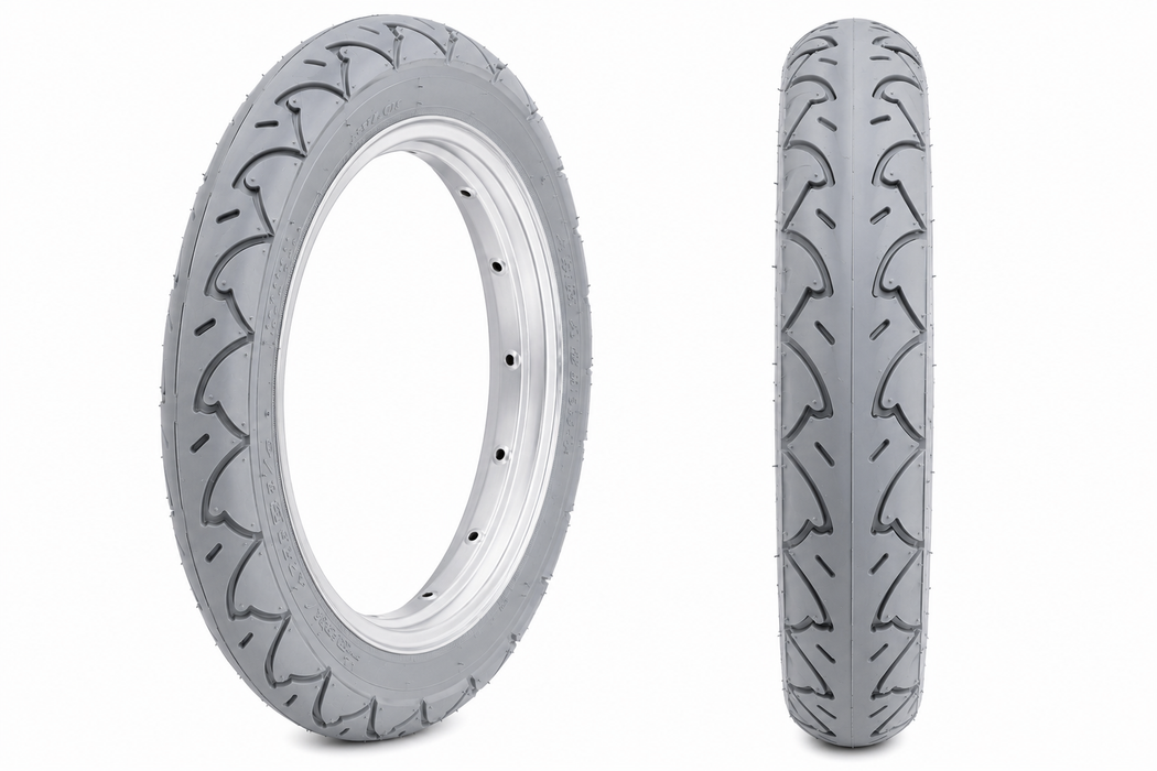 12 1/2 x 2 1/4 (54-203) Kids Bike / Scooter / Stroller Slick Grey Tyre / Tubes