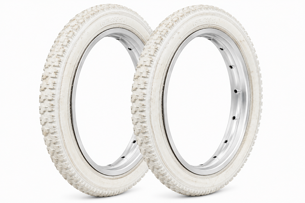 Rare Hard To Find 14 x 1 3/8 (37 - 298)  White Bike Tyres Or Tubes - Discoloured
