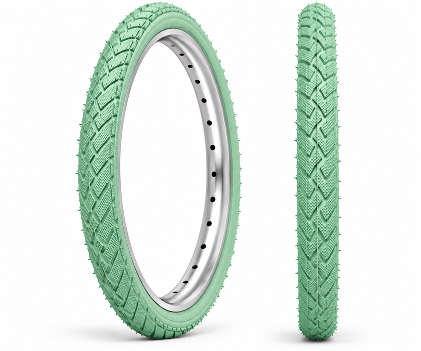 20 x 1.95 (47-406) Green BMX Bike / Freestyler Semi Slick Tyre Or Tubes